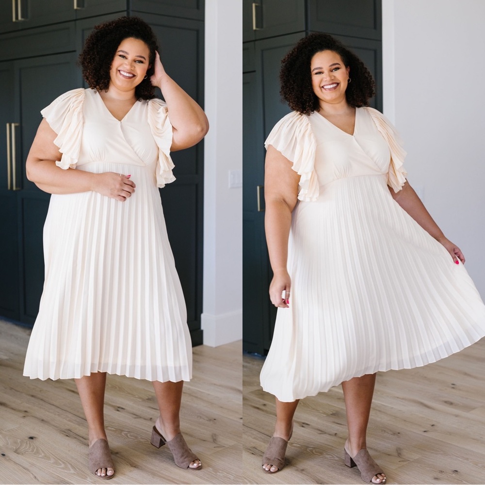 Pretty Pleats With A Cherry On Top Midi Dress - Picture 7 of 8
